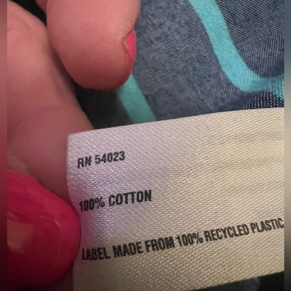 Gap Shrunken Boyfriend Shirt - Denim Blue with Teal Stripes - Size XS - Picture 6 of 10